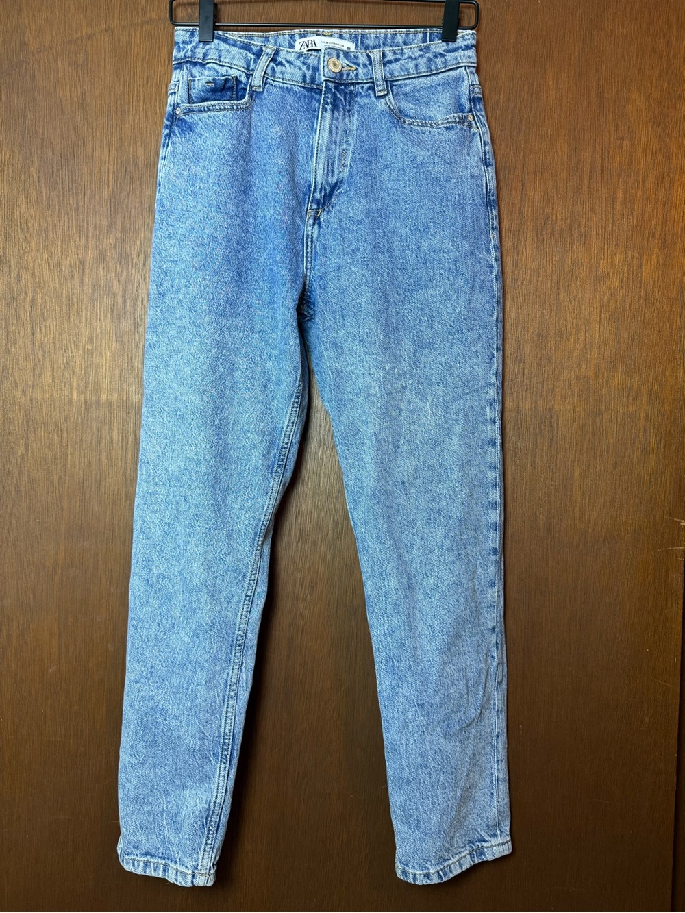Zara Women’s Mom Fit High-Rise Rigid Jeans - Light Acid Wash - 4